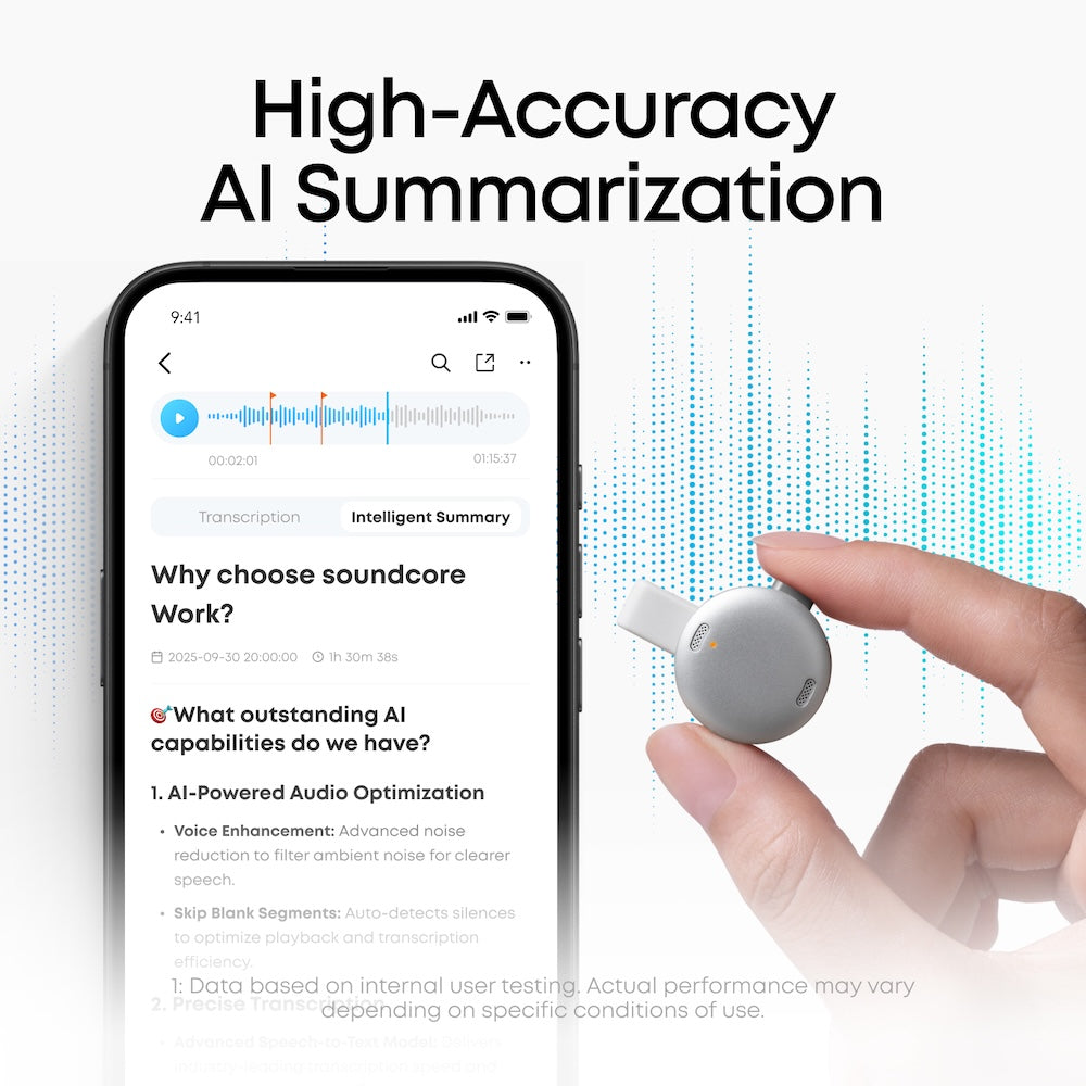 soundcore Work | The World's First Coin-Sized AI Voice Recorder