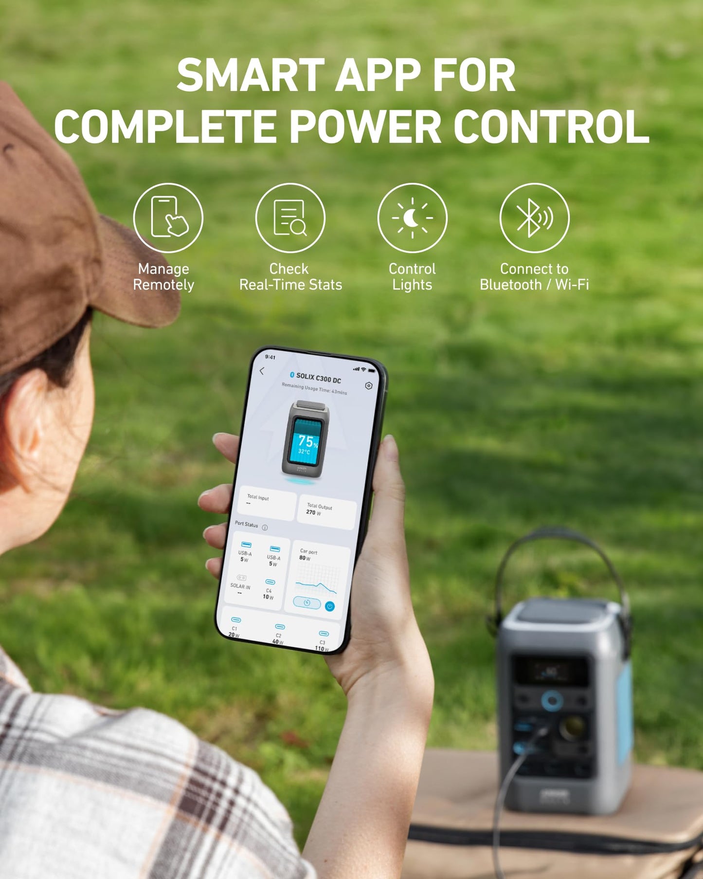 288Wh | 300W DC Portable Power Station (Anker SOLIX C300)